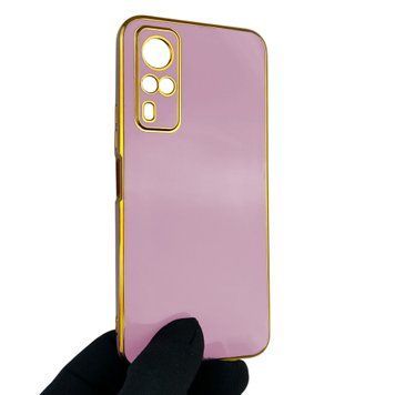 Чехол для Vivo Y53S с защитой камеры с золотой окантовкой на виво у53с черничный gs1 0020274 фото