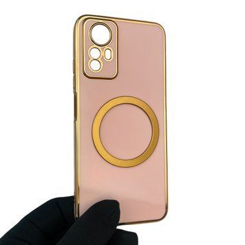 Чохол для Xiaomi Redmi Note 12S 4G з кільцем MagSafe із золотою окантовкою на сяомі редмі нот 12с пудровий gs1 0022629 фото