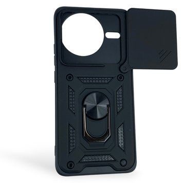 Чехол противоударный для Xiaomi Poco F7 Pro с магнитной пластиной со шторкой на камере черный 0050821 фото