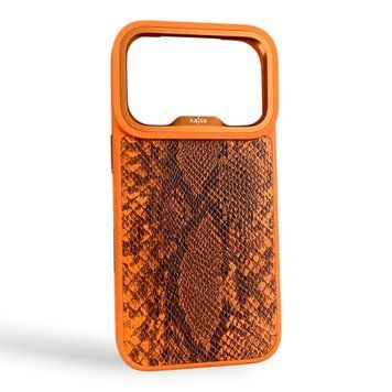 Чохол Kajsa Glamorous Snake для iPhone 17 Pro помаранчевий Orange Plus (MagSafe, металеве кільце камери, преміум) 0062038 фото