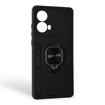 Чехол для телефона Motorola G85 бронированный с магнитным кольцом и защитой камеры черный 0051114 фото
