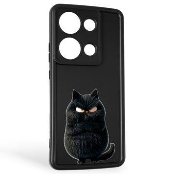 Чехол силиконовый оригинальный Soft Touch с 3D принтом злой котик для Xiaomi Poco M6 Pro 4G черный (Полная защита камеры) 0046844 фото