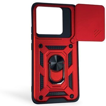 Чехол противоударный для Xiaomi 14T с магнитной пластиной со шторкой на камере красный 0050785 фото