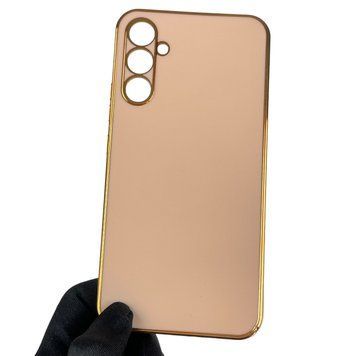 Чехол для Samsung Galaxy A34 5G SM-A346E глянцевый с золотой окантовкой защитой камеры на самсунг а34 пудровый 0000026 фото