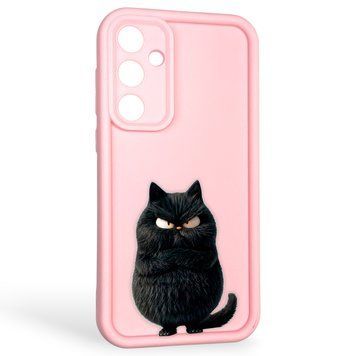 Чохол силіконовий оригінальний Soft Touch з 3D принтом злого кота для Samsung Galaxy A35 5G (SM-A356B) рожевий (Повний захист камери) 0046493 фото