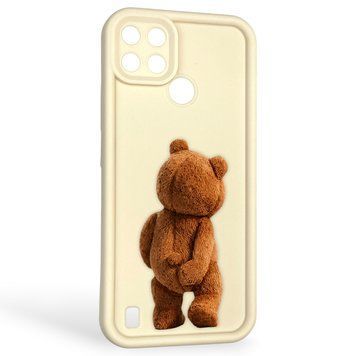 Чохол силіконовий оригінальний Soft Touch з 3D принтом кумедний тед ведмідик для Realme C21Y молочний (Повний захист камери) 0048514 фото