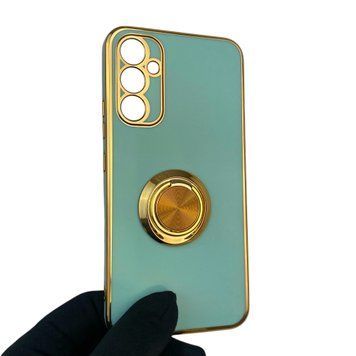 Чехол для Samsung Galaxy A34 5G SM-A346E с кольцом-подставкой с золотой окантовкой на самсунг а34 бирюзовый gs1 0020626 фото