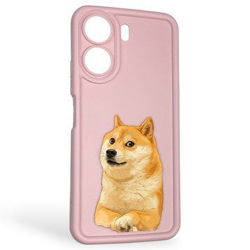 Чехол силиконовый оригинальный Soft Touch с 3D принтом мема сибу для Xiaomi Poco C65 пудровый (Полная защита камеры) 0047780 фото