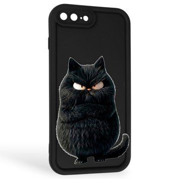 Чохол силіконовий Soft Touch з 3D принтом злого кота для Apple iPhone 7 Plus чорний (Повний захист камери) 0047167 фото