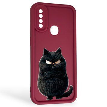 Чехол силиконовый Soft Touch с 3D принтом злой котик для Oppo A31 бордовый (Полная защита камеры) 0046947 фото