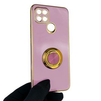 Чехол для OPPO A15 с кольцом-подставкой с золотой окантовкой на оппо а15 черничный gs1 0020424 фото