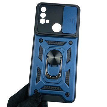 Чехол для Motorola E20 PASY0010RS бронированный с кольцом со шторкой на моторола е20 тёмно-синий 0001639 фото