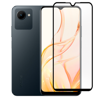 Защитное стекло для телефона Realme C30S противоударное полноэкранное на реалми с30с черное 0038657 фото