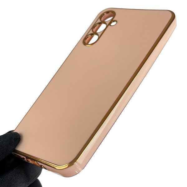 Чехол для Samsung Galaxy A34 5G SM-A346E глянцевый с золотой окантовкой защитой камеры на самсунг а34 пудровый 0000026 фото