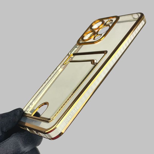 Чехол для Xiaomi Redmi 12 5G с золотой окантовкой с карманом для карт на сяоми редми 12 5г золотой 0013221 фото