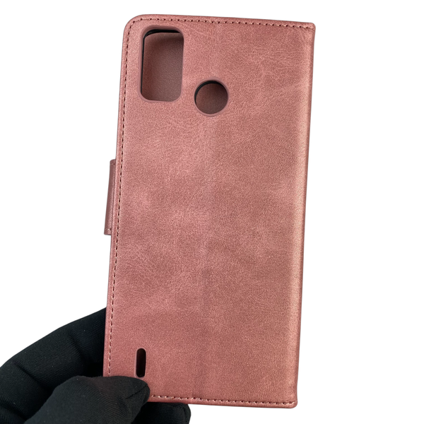 Чохол-книжка для телефона Tecno Spark 6 Go (KE5) шкіряна з магнитною застібкою на техно спарк 6 го рожева 0025342 фото