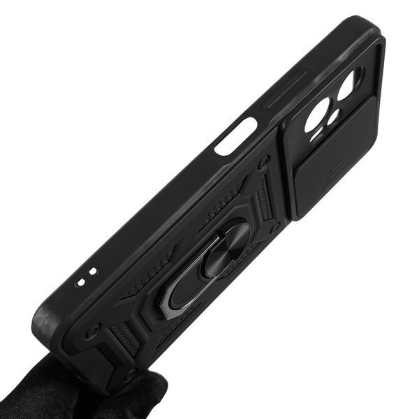 Чохол для Xiaomi Poco X4 GT броньований з кільцем зі шторкою на сяомі поко х4 гт чорний 0007950 фото