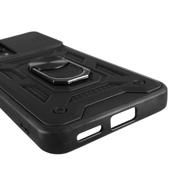 Чохол для Xiaomi Poco X4 GT броньований з кільцем зі шторкою на сяомі поко х4 гт чорний 0007950 фото
