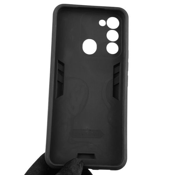 Чехол для телефона Tecno Spark Go (KG5m) бронированный с магнитным кольцом-держателем на техно спарк го чёрный 0025768 фото
