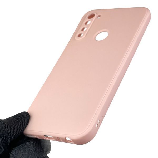 Чехол для Xiaomi Redmi Note 8 2021 с квадратными гранями с защитой камеры на сяоми редми нот 8 2021 пудровый 0012911 фото