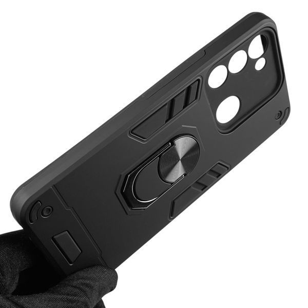 Чехол для телефона Tecno Spark Go (KG5m) бронированный с магнитным кольцом-держателем на техно спарк го чёрный 0025768 фото