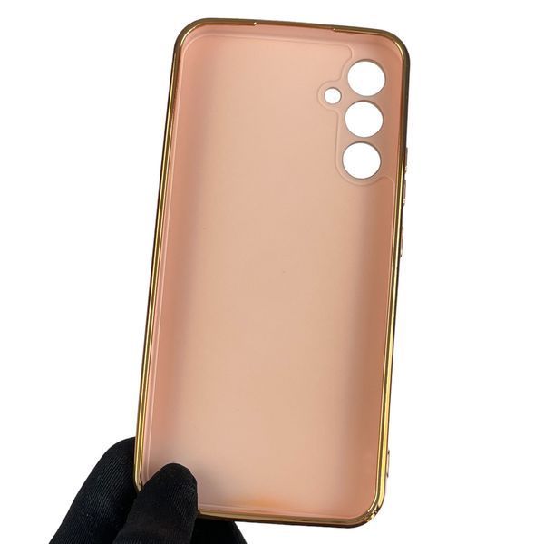 Чехол для Samsung Galaxy A34 5G SM-A346E глянцевый с золотой окантовкой защитой камеры на самсунг а34 пудровый 0000026 фото