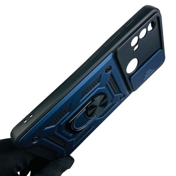 Чехол для Motorola E20 PASY0010RS бронированный с кольцом со шторкой на моторола е20 тёмно-синий 0001639 фото