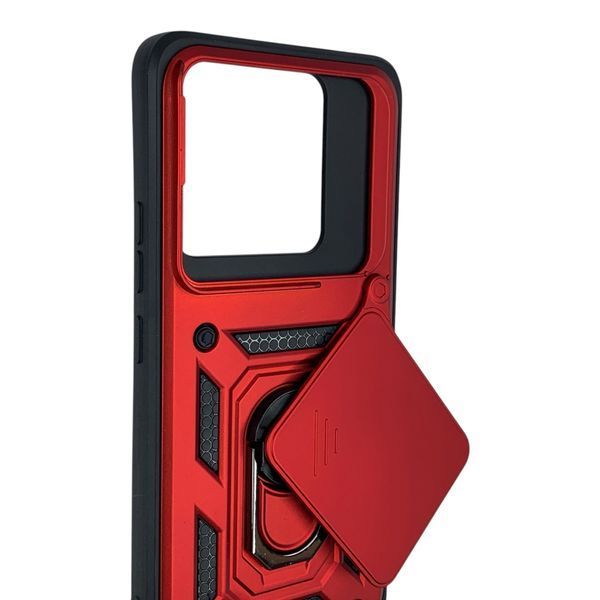 Чохол протиударний для Xiaomi 14T з магнітною пластиною зі шторкою на камері червоний 0050785 фото
