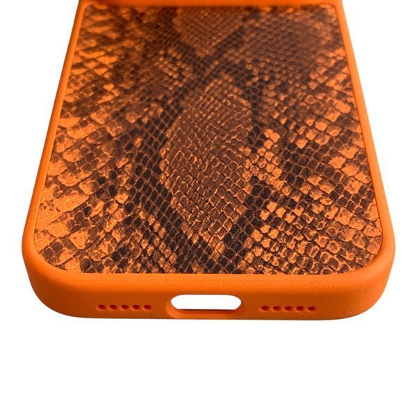 Чохол Kajsa Glamorous Snake для iPhone 17 Pro помаранчевий Orange Plus (MagSafe, металеве кільце камери, преміум) 0062038 фото