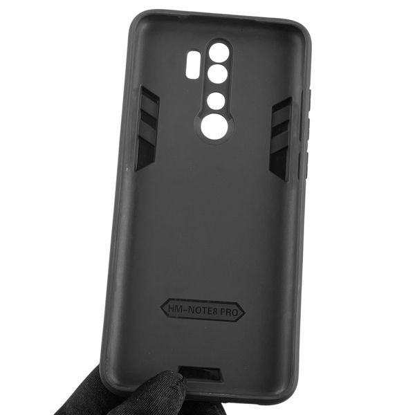 Чехол для телефона Xiaomi Redmi Note 8 Pro бронированный с кольцом-держателем на сяоми редми нот 8 про чёрный 0025826 фото
