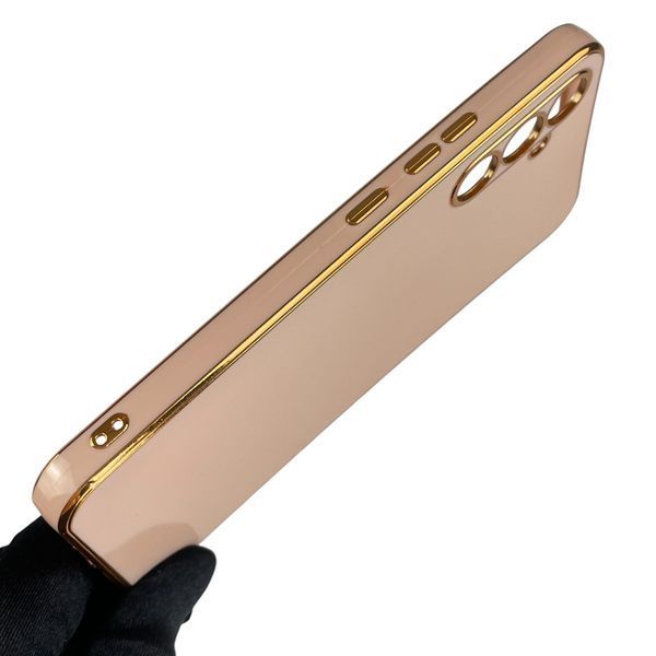 Чехол для Samsung Galaxy A34 5G SM-A346E глянцевый с золотой окантовкой защитой камеры на самсунг а34 пудровый 0000026 фото