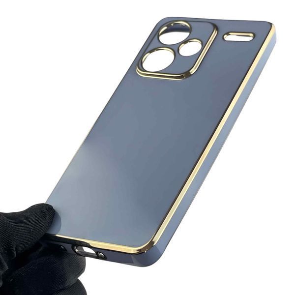 Чехол для Xiaomi Redmi Note 13 Pro Plus женский с золотой окантовкой на сяоми редми нот 13 про плюс синий 0012228 фото