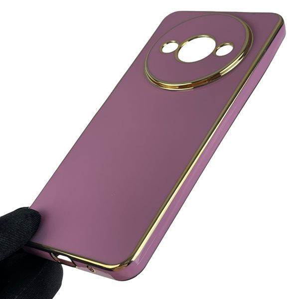 Чохол для Xiaomi Redmi A3 із золотою окантовкою із захистом камери на сяомі редмі а3 бузковий 0008241 фото