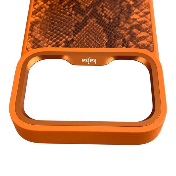 Чохол Kajsa Glamorous Snake для iPhone 17 Pro помаранчевий Orange Plus (MagSafe, металеве кільце камери, преміум) 0062038 фото