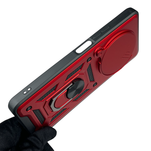 Чохол для Xiaomi Poco C75 броньований з кільцем-тримачем підставкою зі шторкою на сяомі поко с75 червоний rg1 0016142 фото