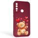 Чехол силиконовый Soft Touch с 3D принтом милый мишка для Huawei P Smart Z бордовый (Полная защита камеры) 0044724 фото 1