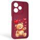 Чехол силиконовый оригинальный Soft Touch с 3D принтом милый мишка для Xiaomi Poco M6 4G бордовый (Полная защита камеры) 0043663 фото 1