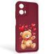 Чехол силиконовый Soft Touch с 3D принтом милый мишка для Motorola Moto G04 (XT2421-2) бордовый (Полная защита камеры) 0044889 фото 1