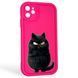 Чохол силіконовий оригінальний Soft Touch з 3D принтом злого кота для Apple iPhone 11 малиновий (Повний захист камери) 0046192 фото 1