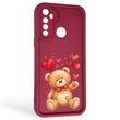 Чохол силіконовий Soft Touch з 3D принтом милий ведмедик для Realme 5i бордовий (Повний захист камери)