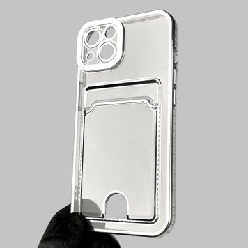 Чохол для Apple iPhone 13 зі срібною окантовкою з кишенькою для карток на айфон 13 срібний 0013003 фото
