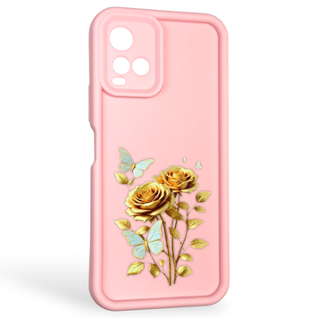 Чехол силиконовый Soft Touch с 3D принтом женским для Vivo Y21 розовый (Полная защита камеры) 0042837 фото