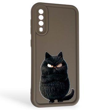 Чехол силиконовый оригинальный Soft Touch с 3D принтом злой котик для Samsung Galaxy A30s (SM-A307F) коричневый (Полная защита камеры) 0046458 фото