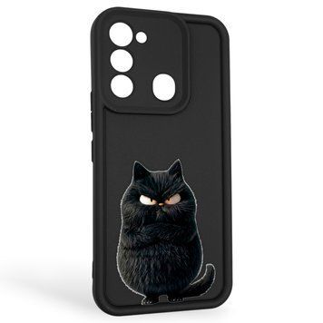 Чохол силіконовий оригінальний Soft Touch з 3D принтом злого кота для TECNO Spark 8C (KG5k) чорний (Повний захист камери) 0046559 фото
