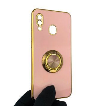 Чехол для Samsung Galaxy M22 4G SM-M225F с кольцом-подставкой с золотой окантовкой на самсунг м22 пудровый gs1 0021080 фото