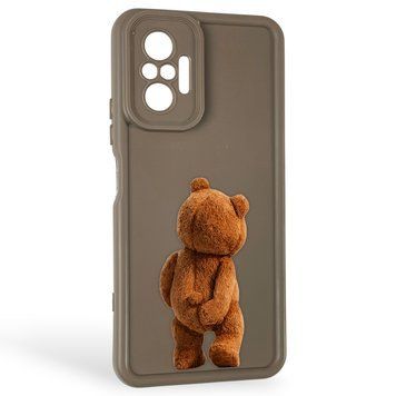 Чехол силиконовый оригинальный Soft Touch с 3D принтом смешного теда мишки для Xiaomi Redmi Note 10 Pro коричневый (Полная защита камеры) 0048981 фото