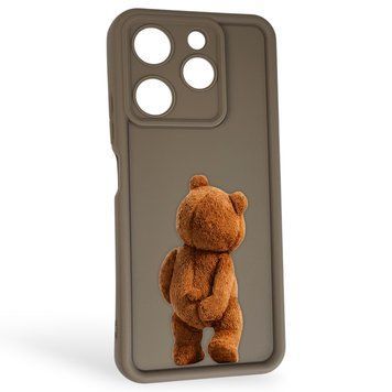 Чехол силиконовый Soft Touch с 3D принтом смешного теда мишки для TECNO Spark 10 Pro (KI7) коричневый (Полная защита камеры) 0049409 фото
