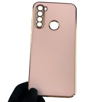 Чехол для Xiaomi Redmi Note 8T глянцевый с золотой окантовкой с защитой камеры на сяоми редми нот 8т пудровый 0008344 фото