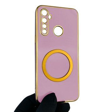 Чехол для Realme 6i с кольцом MagSafe с золотой окантовкой на реалми 6и черничный gs1 0022777 фото
