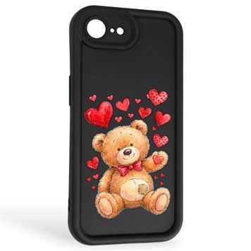 Чохол силіконовий Soft Touch з 3D принтом милий ведмедик для Apple iPhone 16e чорний (Повний захист камери) 0044959 фото